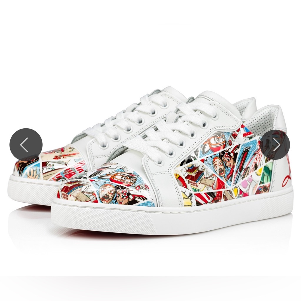 Christian Louboutin Women's Fun Vieira Comic-Print Low-Top Sneakers Size 4.5-5